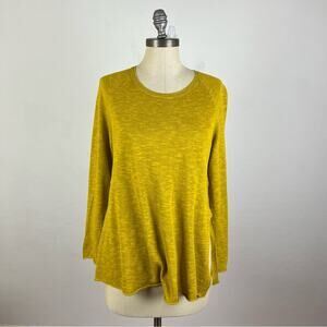 Eileen Fisher Mustard Knit Linen Blend Top